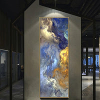 HKM-344531 Frameless Blue Wave Scroll HD Inkjet Canvas Painting for Modern Decor