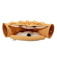 HKM-344595 Collapsible Cat Tunnel Bed with Cushioned Mat and Teasing Balls for Indoor Use