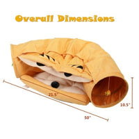 HKM-344595 Collapsible Cat Tunnel Bed with Cushioned Mat and Teasing Balls for Indoor Use