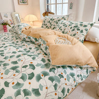 HKM-344595 Cotton Floral Bedding Set - 4-Piece Collection with Duvet Cover, Bed Sheet, and Pillowcases
