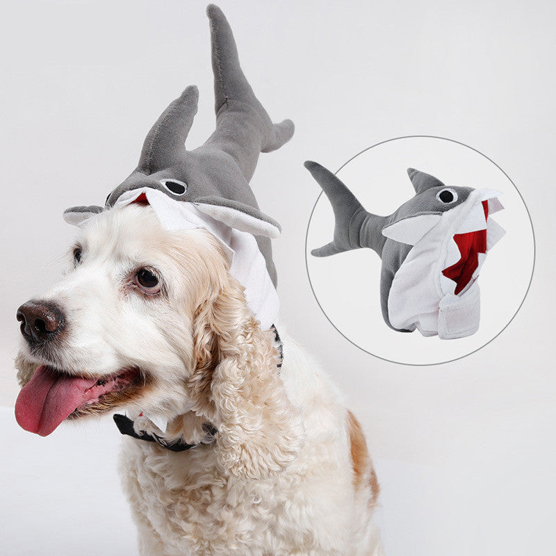 HKM-345043 Adorable Plush Shark Hat for Cats and Small Dogs - Perfect Year-Round Headgear