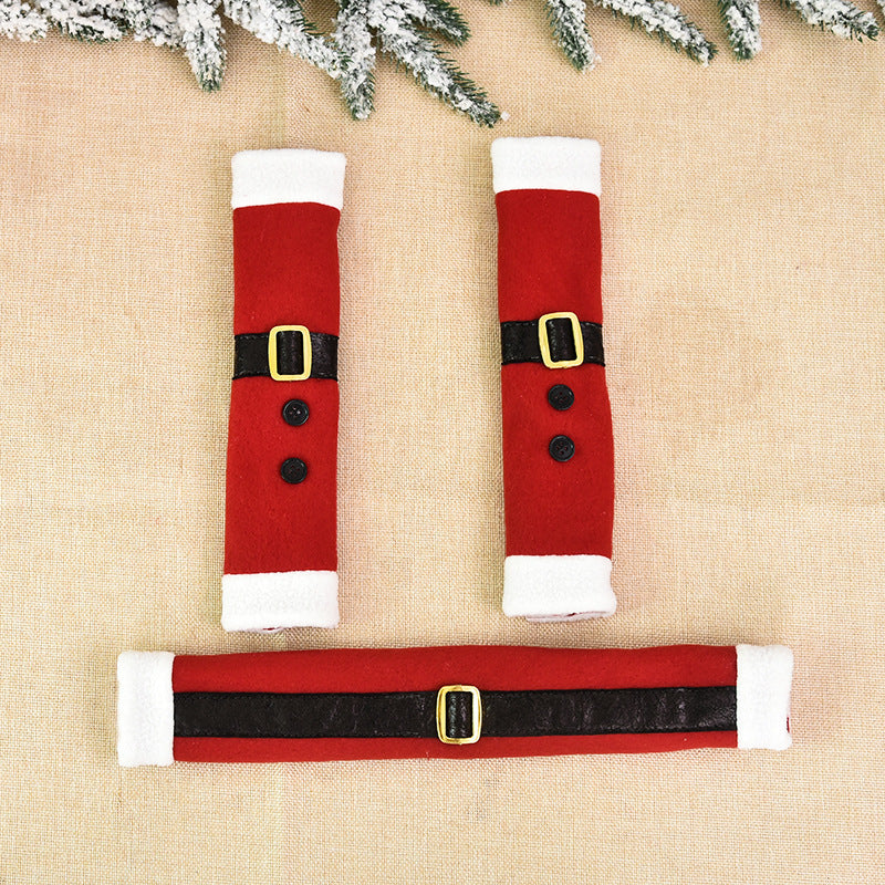 HKM-345043 Flannelette Three-Piece Christmas Refrigerator Handle Gloves Set
