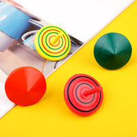 HKM-345171 Colorful Wooden Spinning Top Fidget Toy for Stress Relief - 3 Pack Set