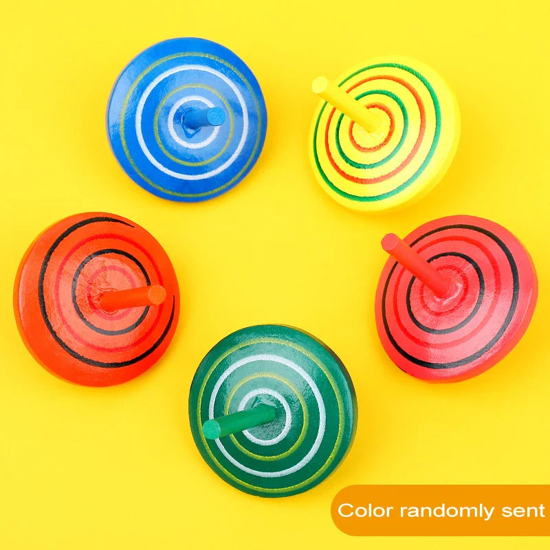 HKM-345171 Colorful Wooden Spinning Top Fidget Toy for Stress Relief - 3 Pack Set