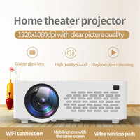 HKM-345299 Mini Portable Projector with 1920x1080dpi Resolution, WiFi Connectivity, and High-Quality Audio