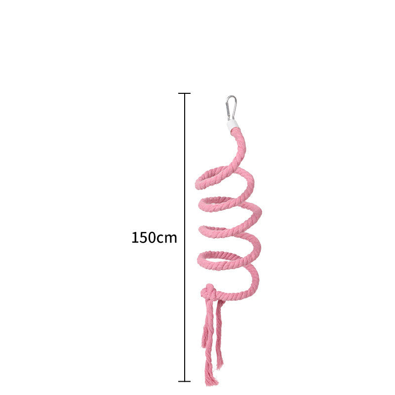 HKM-345363 Gradient Color Bird Rope Perch Stand for Cockatiels, Parakeets, and Sugar Gliders - Bendable Climbing Toy
