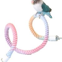 HKM-345363 Gradient Color Bird Rope Perch Stand for Cockatiels, Parakeets, and Sugar Gliders - Bendable Climbing Toy