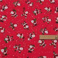HKM-345427 Red Santa Cartoon Cotton Twill Fabric for Bedding and Clothing - 100% Cotton, 160cm Wide