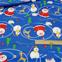 HKM-345427 Red Santa Cartoon Cotton Twill Fabric for Bedding and Clothing - 100% Cotton, 160cm Wide