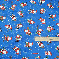 HKM-345427 Red Santa Cartoon Cotton Twill Fabric for Bedding and Clothing - 100% Cotton, 160cm Wide