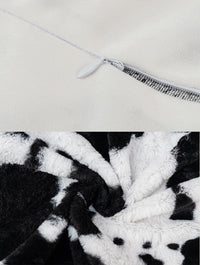 HKM-345555 Black and White Cow Pattern Plush Velvet Pillow for Sofa and Bed