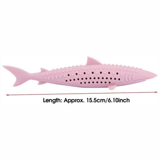 HKM-345619 Interactive Silicone Cat Chew Toy with Catnip Filling - Fish Shape Molar Teeth Cleaner for Cats