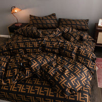 HKM-345747 Four-Piece 100% Cotton Nordic Style Bed Sheet and Quilt Cover Set with Floral Patterns