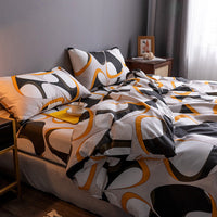 HKM-345747 Four-Piece 100% Cotton Nordic Style Bed Sheet and Quilt Cover Set with Floral Patterns