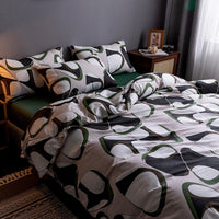 HKM-345747 Four-Piece 100% Cotton Nordic Style Bed Sheet and Quilt Cover Set with Floral Patterns
