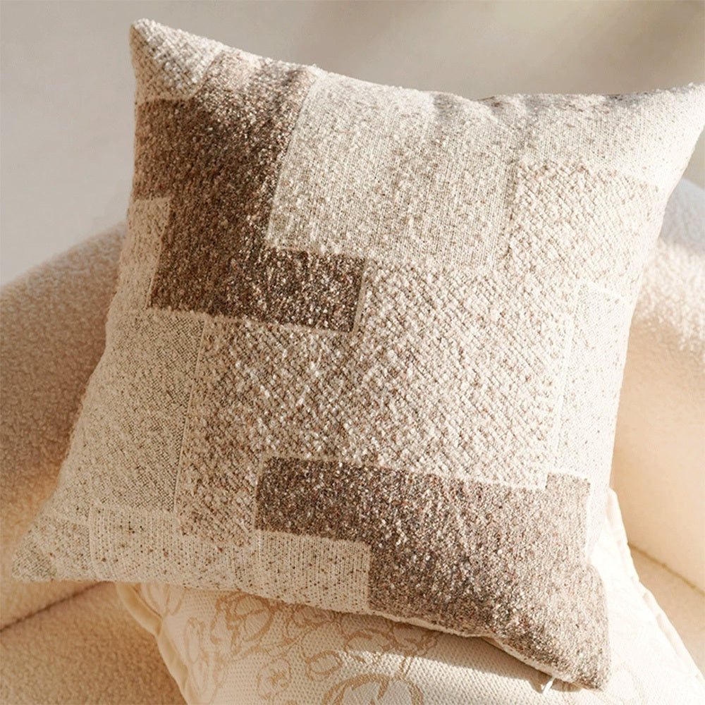 HKM-345875 Nordic Style Geometric Throw Pillow Cover with Tassels - Caramel Cotton Linen Blend, 45x45CM / 30x50CM
