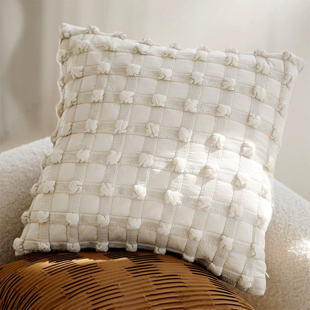 HKM-345875 Nordic Style Geometric Throw Pillow Cover with Tassels - Caramel Cotton Linen Blend, 45x45CM / 30x50CM