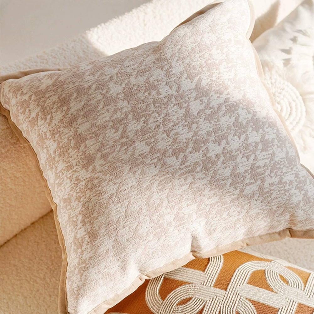 HKM-345875 Nordic Style Geometric Throw Pillow Cover with Tassels - Caramel Cotton Linen Blend, 45x45CM / 30x50CM