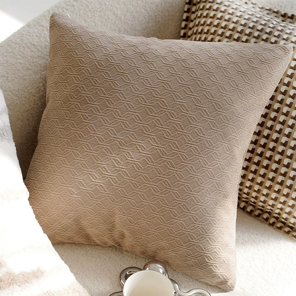 HKM-345875 Nordic Style Geometric Throw Pillow Cover with Tassels - Caramel Cotton Linen Blend, 45x45CM / 30x50CM