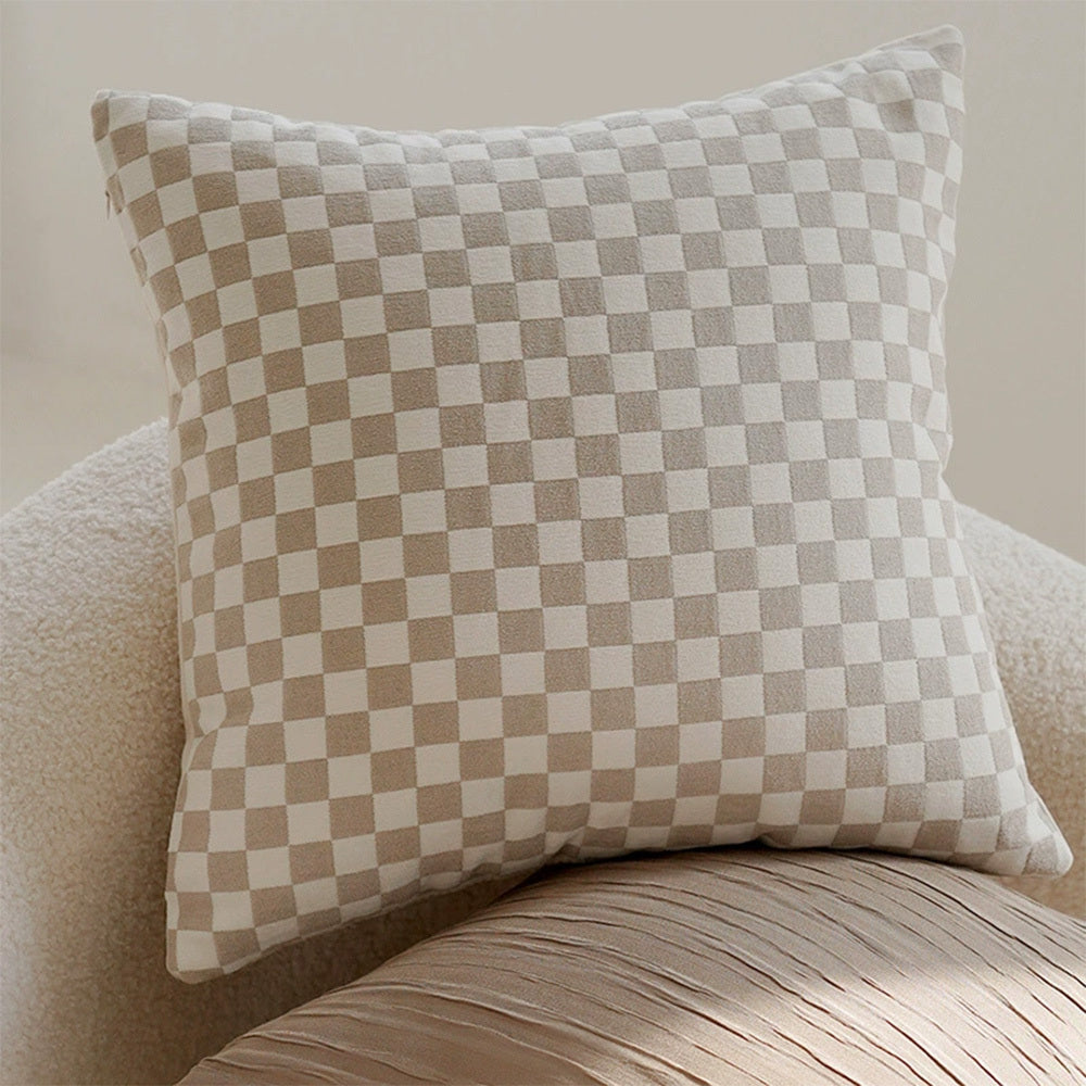 HKM-345875 Nordic Style Geometric Throw Pillow Cover with Tassels - Caramel Cotton Linen Blend, 45x45CM / 30x50CM