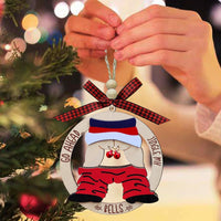 HKM-345875 Wooden Bell Pendant Christmas Decoration - Boxwood Double-Layer Craft Ornament (9x10cm)
