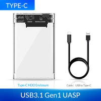 HKM-345939 2.5 Inch SATA Mobile Hard Disk Enclosure, High Hardness PC, USB 3.0 Interface, Tool-Free Installation, Compatible with Windows and Mac