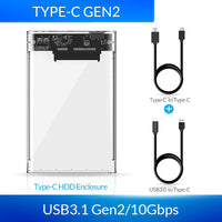 HKM-345939 2.5 Inch SATA Mobile Hard Disk Enclosure, High Hardness PC, USB 3.0 Interface, Tool-Free Installation, Compatible with Windows and Mac