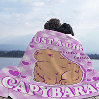 HKM-346067 Capybara Heart-Shaped 3D Printed Flannel Blanket - Available in Multiple Sizes