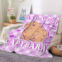 HKM-346067 Capybara Heart-Shaped 3D Printed Flannel Blanket - Available in Multiple Sizes