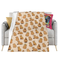 HKM-346067 Capybara Heart-Shaped 3D Printed Flannel Blanket - Available in Multiple Sizes
