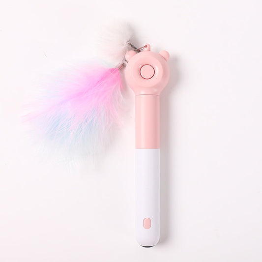 HKM-346067 Cat Laser Play Sticks with Feather Bells - Colorful and Engaging Toy for Feline Fun