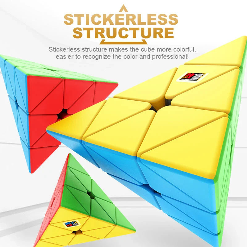 HKM-346323 MoYu 3x3 Stickerless Pyraminx Magnetic Puzzle Cube for Kids and Adults