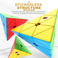 HKM-346323 MoYu 3x3 Stickerless Pyraminx Magnetic Puzzle Cube for Kids and Adults