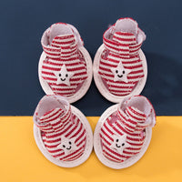 HKM-346451 Striped Canvas Dog Summer Sandals with Non-slip Soft Bottom for Optimal Comfort
