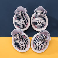 HKM-346451 Striped Canvas Dog Summer Sandals with Non-slip Soft Bottom for Optimal Comfort