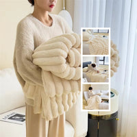 HKM-346515 Double-Sided Thick Bubble Velvet Blanket in Soft Colors for All-Season Comfort