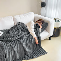 HKM-346515 Double-Sided Thick Bubble Velvet Blanket in Soft Colors for All-Season Comfort