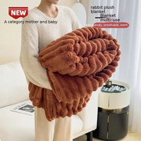 HKM-346515 Double-Sided Thick Bubble Velvet Blanket in Soft Colors for All-Season Comfort