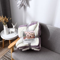 HKM-346579 Double Layer Lamb Wool Blanket - Glossy Flannel & Soft Velvet, Simple Modern Design