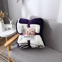 HKM-346579 Double Layer Lamb Wool Blanket - Glossy Flannel & Soft Velvet, Simple Modern Design