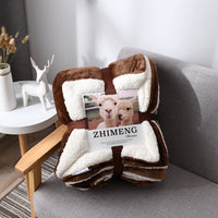 HKM-346579 Double Layer Lamb Wool Blanket - Glossy Flannel & Soft Velvet, Simple Modern Design