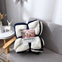 HKM-346579 Double Layer Lamb Wool Blanket - Glossy Flannel & Soft Velvet, Simple Modern Design
