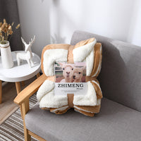 HKM-346579 Double Layer Lamb Wool Blanket - Glossy Flannel & Soft Velvet, Simple Modern Design