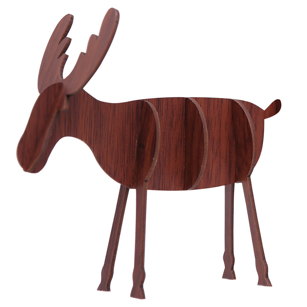 HKM-347027 Wooden Christmas Elk Ornaments - Handcrafted Holiday Decor