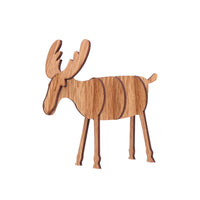 HKM-347027 Wooden Christmas Elk Ornaments - Handcrafted Holiday Decor
