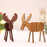 HKM-347027 Wooden Christmas Elk Ornaments - Handcrafted Holiday Decor