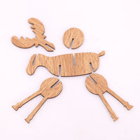 HKM-347027 Wooden Christmas Elk Ornaments - Handcrafted Holiday Decor