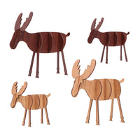 HKM-347027 Wooden Christmas Elk Ornaments - Handcrafted Holiday Decor