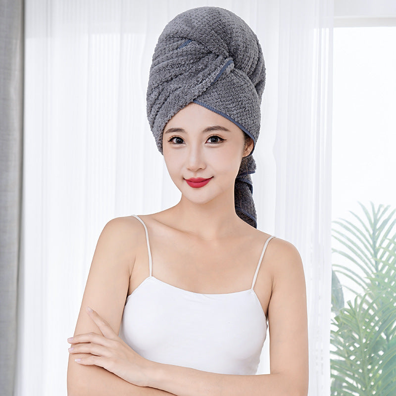 HKM-347155 Coral Fleece Quick-Drying Hair Drying Towel - Lightweight and Water-Absorbing, 60x100cm