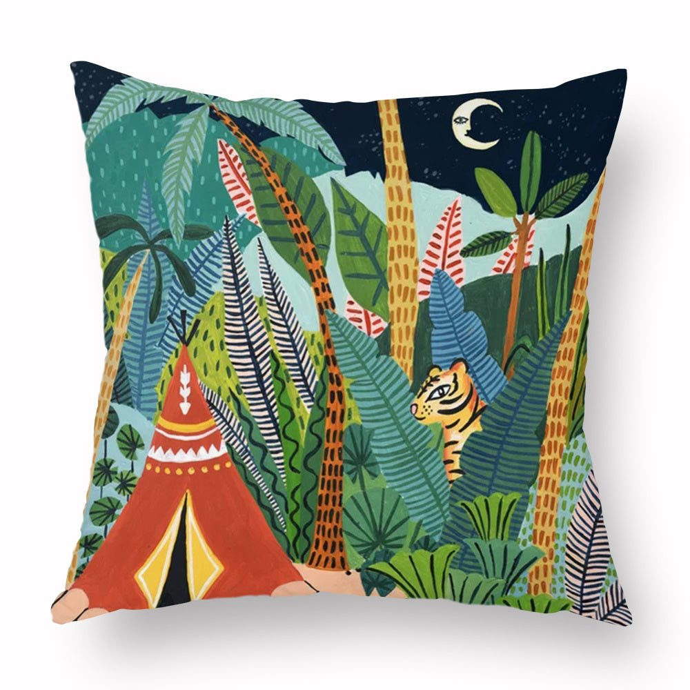 HKM-347283 Green Cartoon Whale Cushion Cover in Peach Skin, 45x45cm